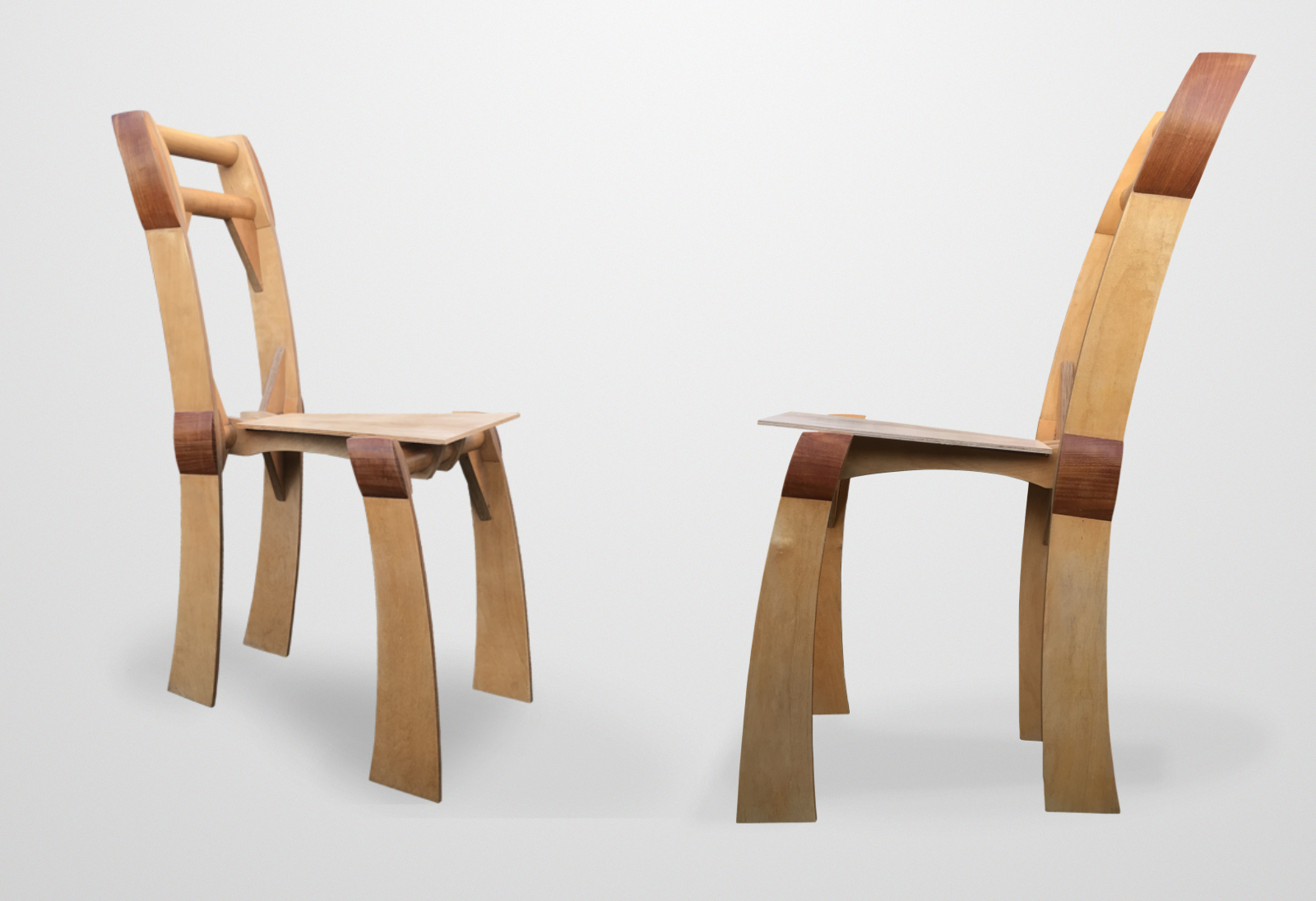 Mmh furniture birch ply and iroko chair